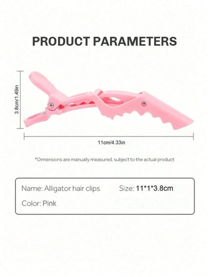 6pcs/12pcs Pink Crocodile Hair Clips, Plastic Crocodile Hair Clips, Seamless Bangs Clips, Duck Bill Crocodile Clips, Makeup Artist Positioning Clips, Hairstylist Sectioning Clips, Anti-Slip Crocodile