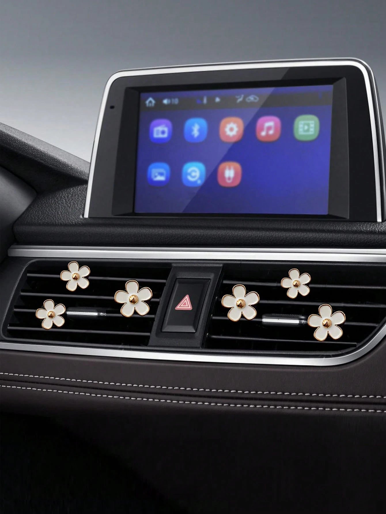 6pcs Flower Design Zinc Alloy Car Air Outlet Aromatherapy Decor Clip