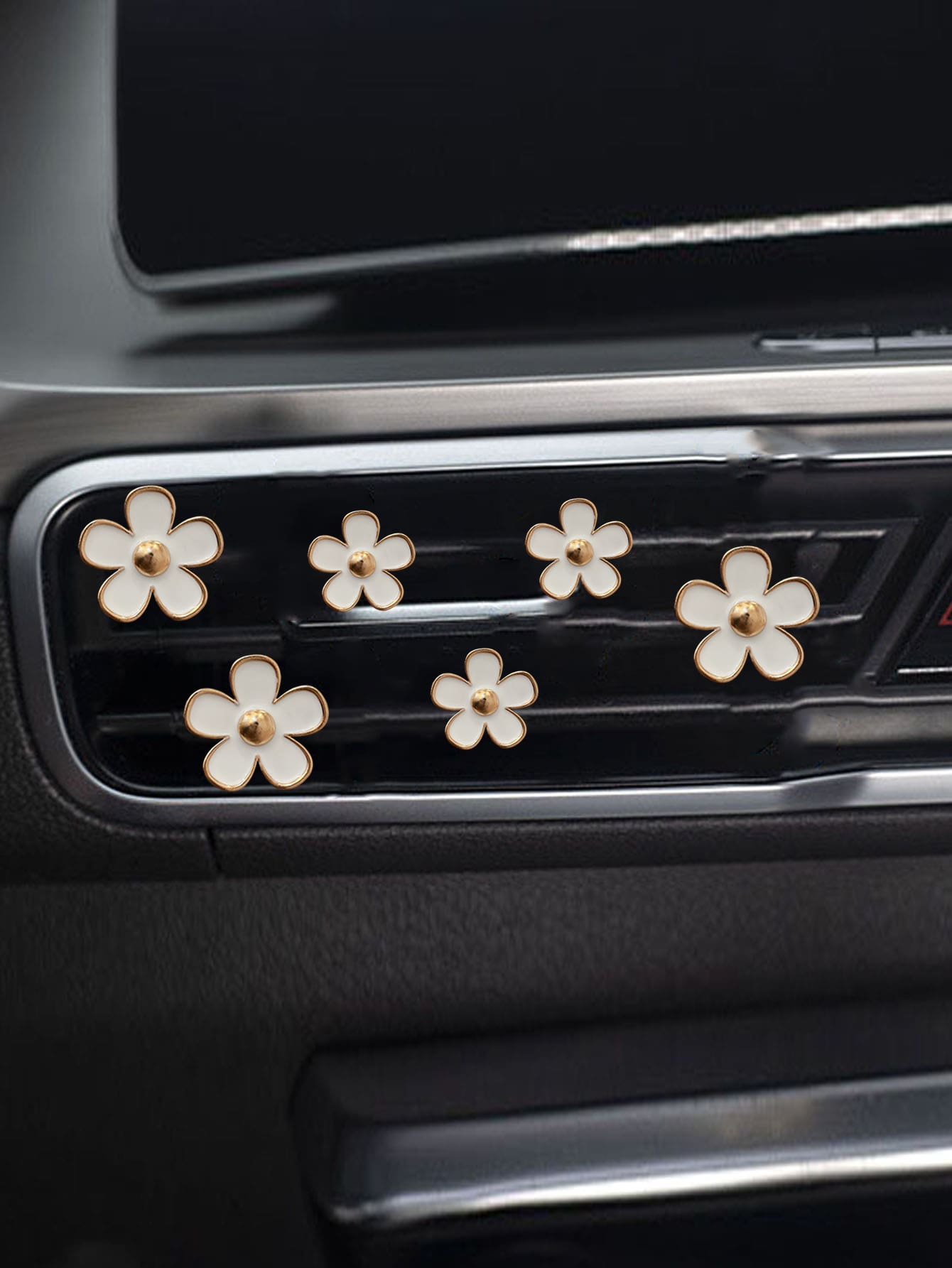 6pcs Flower Design Zinc Alloy Car Air Outlet Aromatherapy Decor Clip