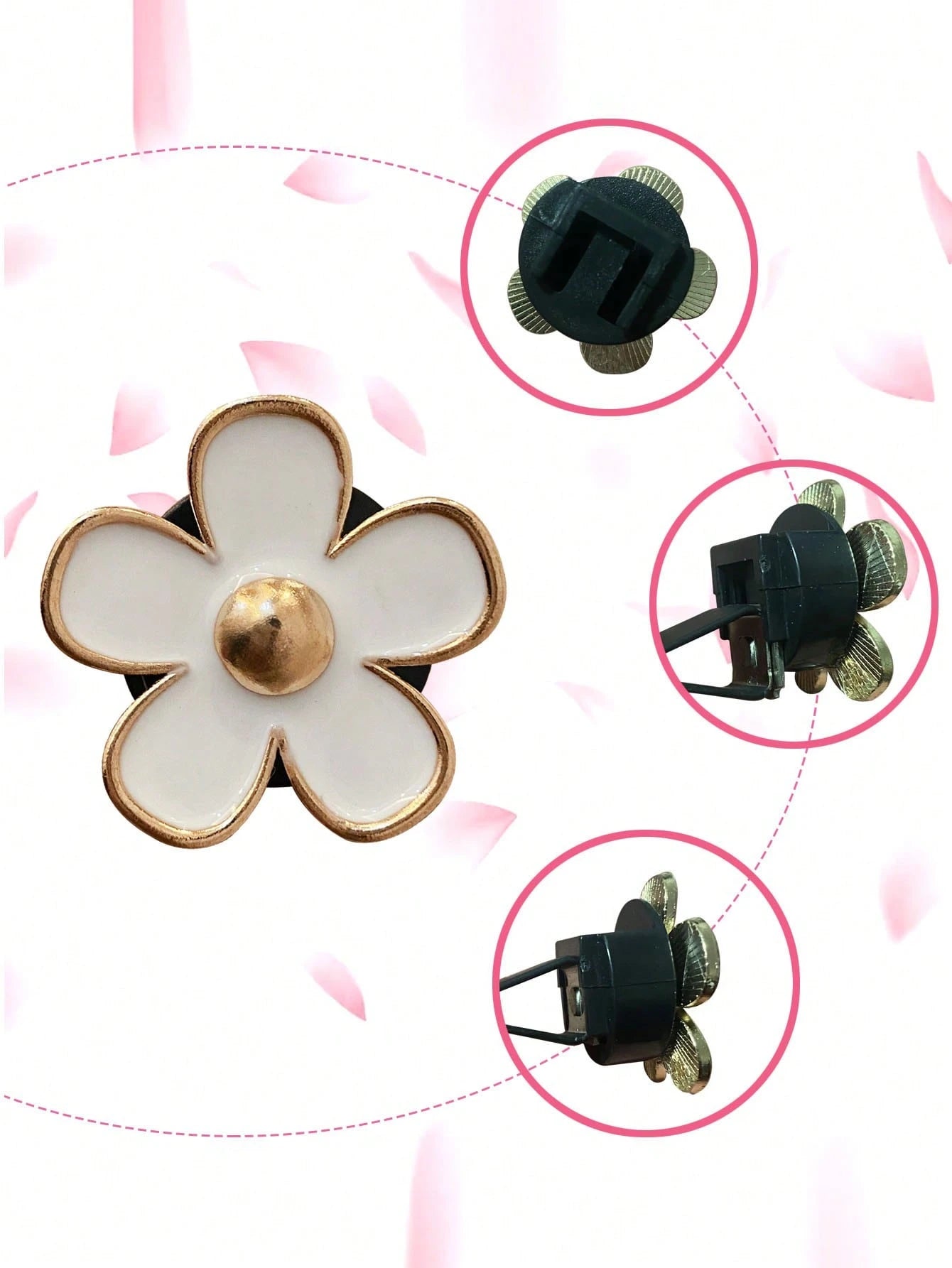 6pcs Flower Design Zinc Alloy Car Air Outlet Aromatherapy Decor Clip