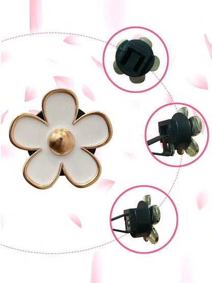 6pcs Flower Design Zinc Alloy Car Air Outlet Aromatherapy Decor Clip