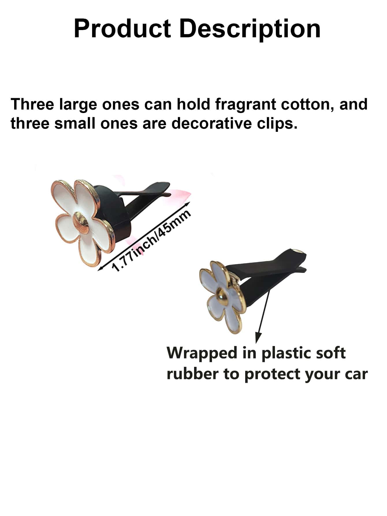 6pcs Flower Design Zinc Alloy Car Air Outlet Aromatherapy Decor Clip