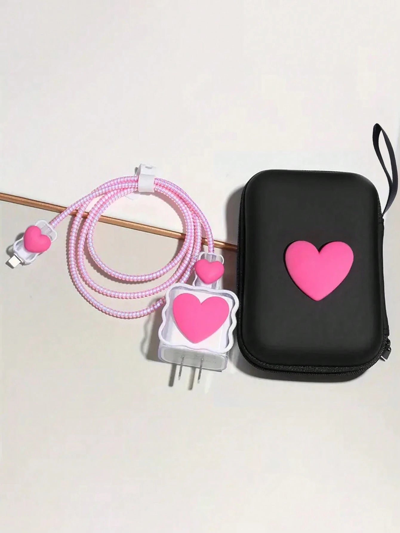 6pcs/Set EVA Cable Organizer Bag + 1.5m Heart-Shaped Winder + Reinforced Anti-Breakage TPU Charging Head Cover Compatible With IPhone 12/13/14 Models, 20W Fast Charging Data Cable