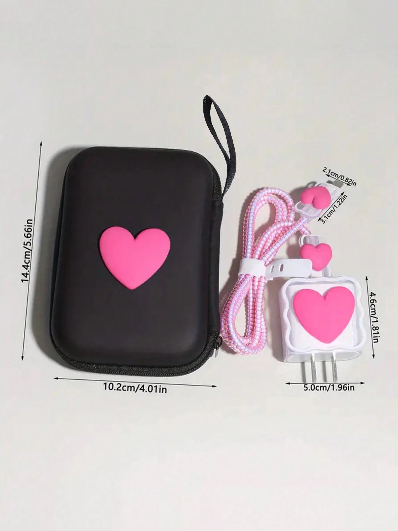 6pcs/Set EVA Cable Organizer Bag + 1.5m Heart-Shaped Winder + Reinforced Anti-Breakage TPU Charging Head Cover Compatible With IPhone 12/13/14 Models, 20W Fast Charging Data Cable