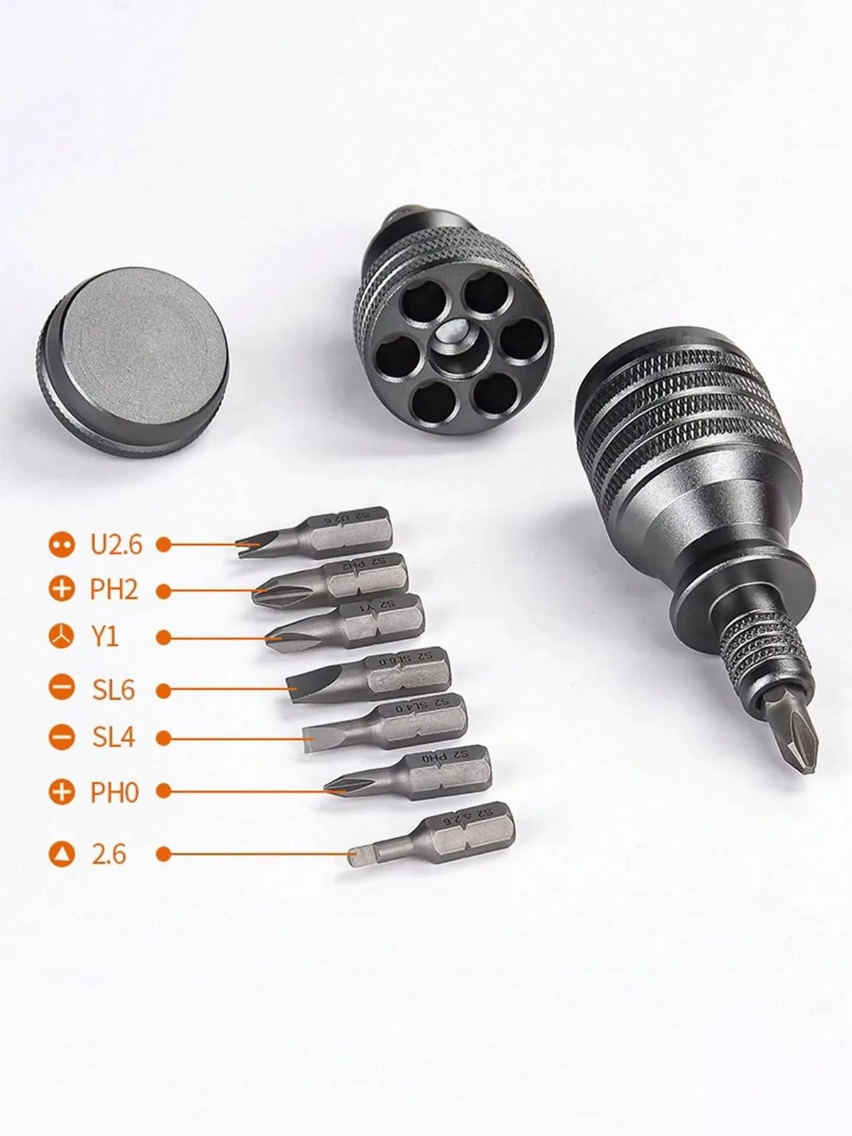 7 In 1 Mini Screwdriver Titanium Screwdriver 1/4 Inch Magnetic Torx Screw Driver Bit Kit Home Repair Tools