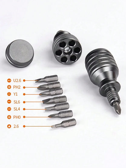 7 In 1 Mini Screwdriver Titanium Screwdriver 1/4 Inch Magnetic Torx Screw Driver Bit Kit Home Repair Tools