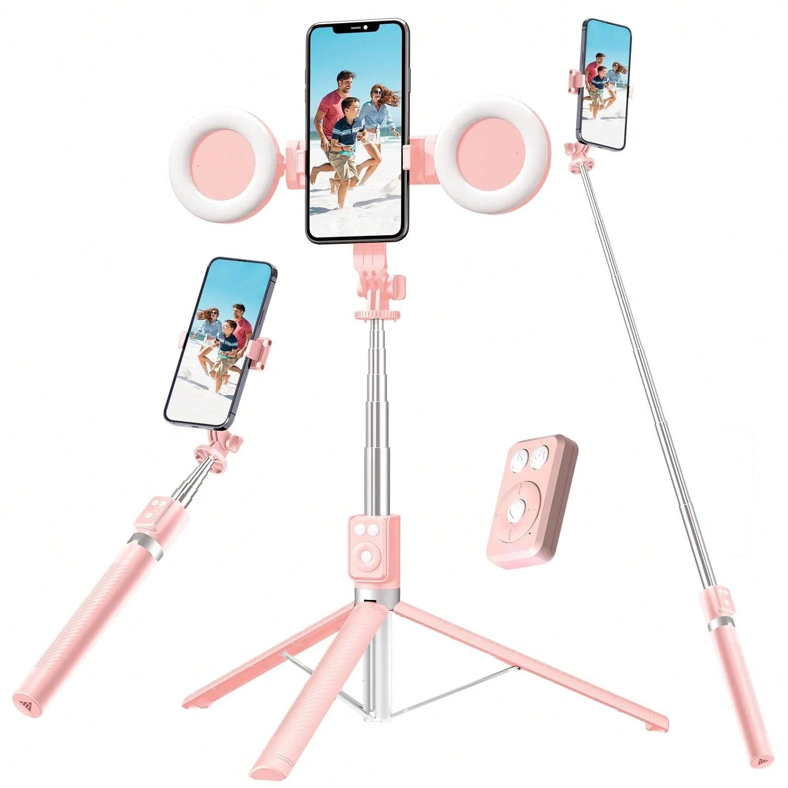70 Inch Djustable Dual Color Temperature Fill Light Selfie Stick Tripod With Dual Fill Lights, Adjustable Dimming Knob, For Makeup, Live Streaming, YT Videos, TK, Photography, Compatible With Cameras