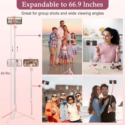 70 Inch Djustable Dual Color Temperature Fill Light Selfie Stick Tripod With Dual Fill Lights, Adjustable Dimming Knob, For Makeup, Live Streaming, YT Videos, TK, Photography, Compatible With Cameras