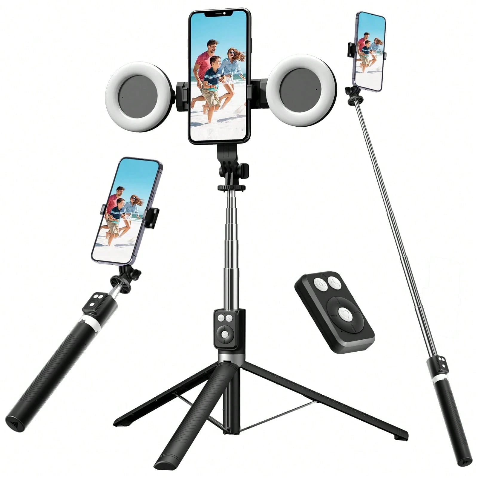70 Inch Djustable Dual Color Temperature Fill Light Selfie Stick Tripod With Dual Fill Lights, Adjustable Dimming Knob, For Makeup, Live Streaming, YT Videos, TK, Photography, Compatible With Cameras