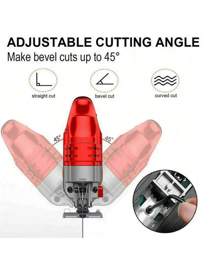 710W Jig Saw 3000RPM Corded Electric Jigsaw 6 Variable Speeds Jigsaw Tool Kit US