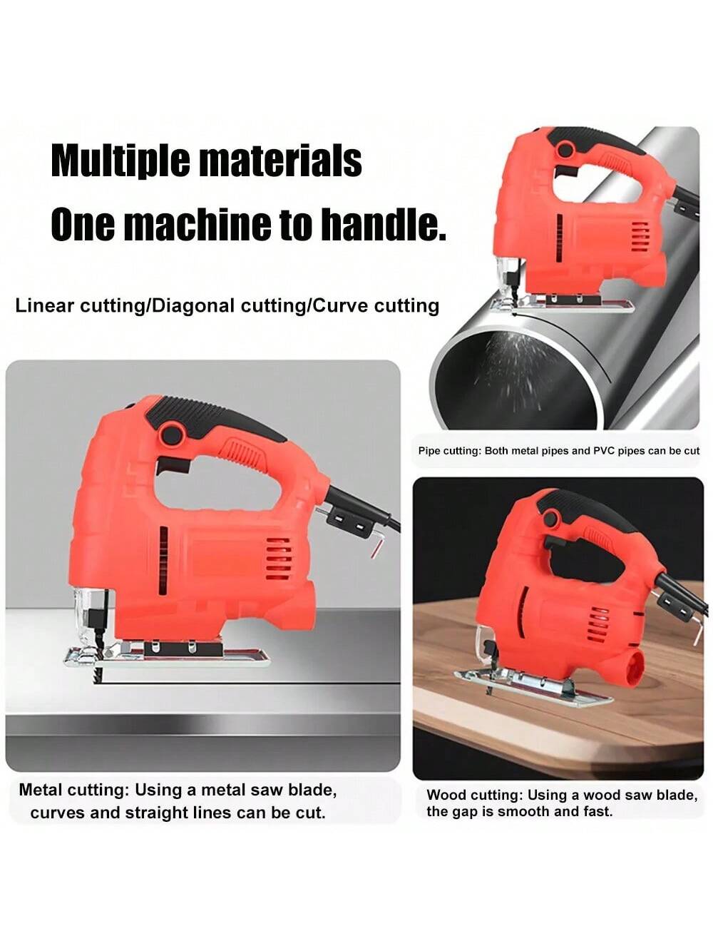710W Jig Saw 3000RPM Corded Electric Jigsaw 6 Variable Speeds Jigsaw Tool Kit US