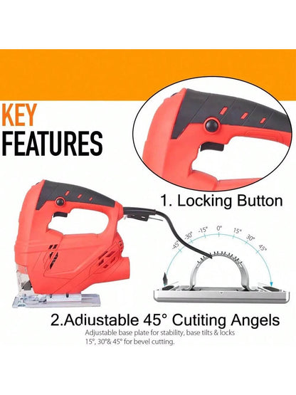 710W Jig Saw 3000RPM Corded Electric Jigsaw 6 Variable Speeds Jigsaw Tool Kit US