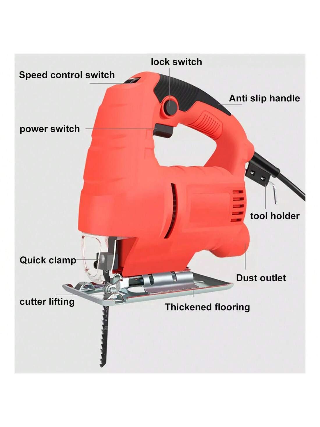 710W Jig Saw 3000RPM Corded Electric Jigsaw 6 Variable Speeds Jigsaw Tool Kit US