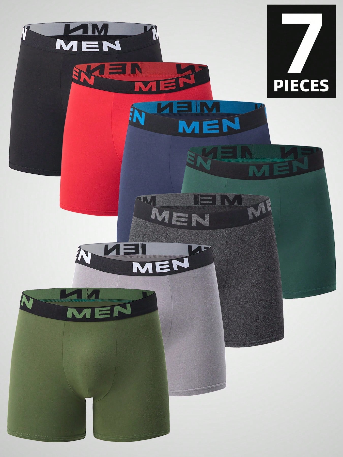 7pcs/Pack Teen Boy Mid Waist Square Cut Briefs