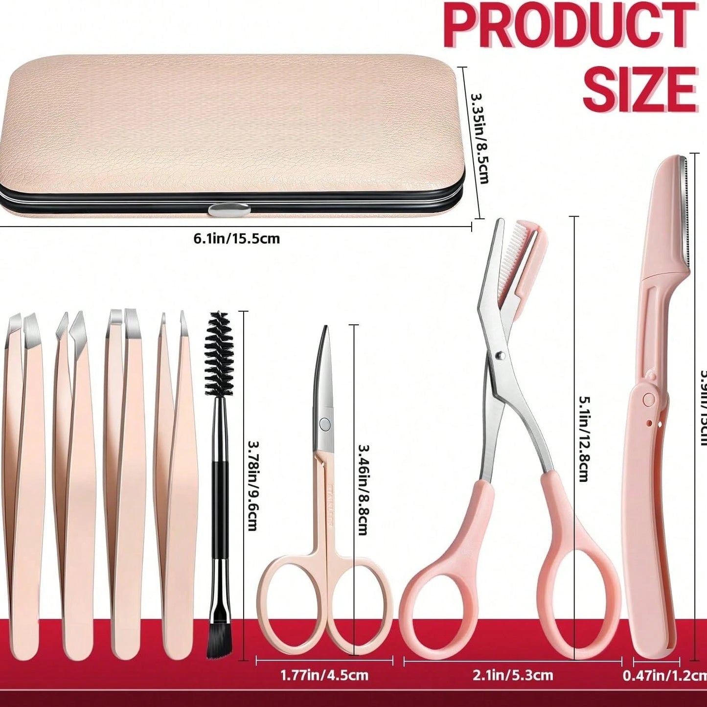 8 In 1 Eyebrow Grooming Kit, Precision Facial Hair Tweezers Set With Eyebrow Scissors, Face Razor, Brow Brush & Portable Storage Bag, Daily Hair Removal Beauty Tools For Women