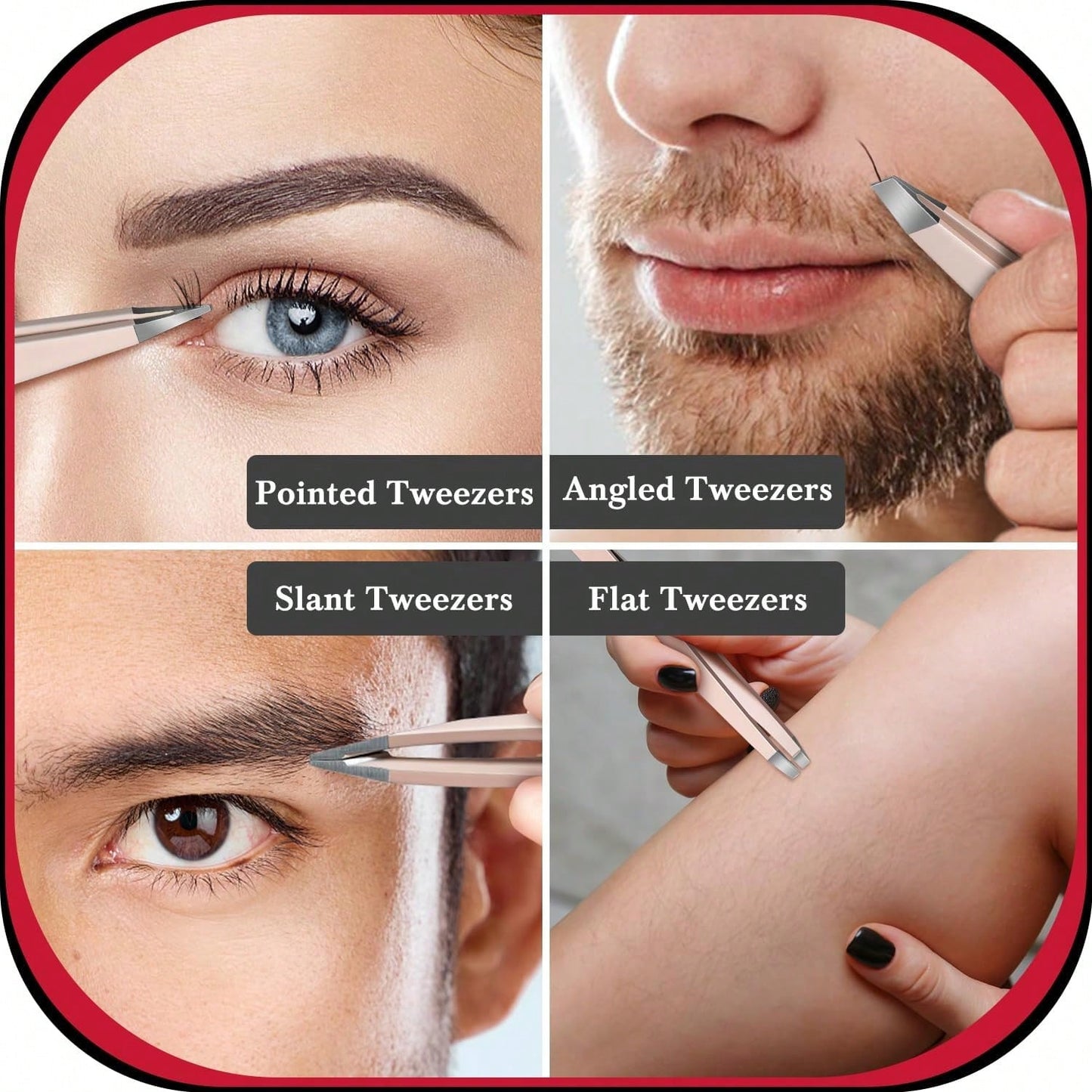8 In 1 Eyebrow Grooming Kit, Precision Facial Hair Tweezers Set With Eyebrow Scissors, Face Razor, Brow Brush & Portable Storage Bag, Daily Hair Removal Beauty Tools For Women
