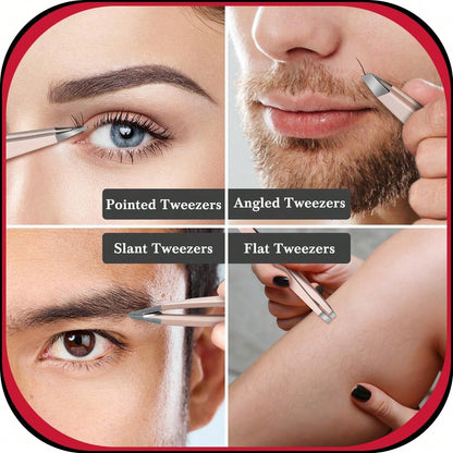 8 In 1 Eyebrow Grooming Kit, Precision Facial Hair Tweezers Set With Eyebrow Scissors, Face Razor, Brow Brush & Portable Storage Bag, Daily Hair Removal Beauty Tools For Women