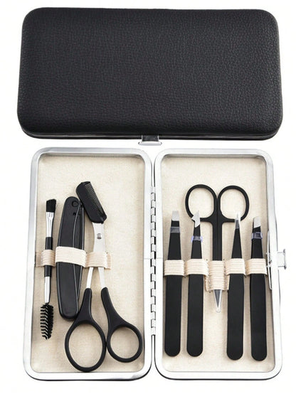 8 In 1 Eyebrow Grooming Kit, Precision Facial Hair Tweezers Set With Eyebrow Scissors, Face Razor, Brow Brush & Portable Storage Bag, Daily Hair Removal Beauty Tools For Women
