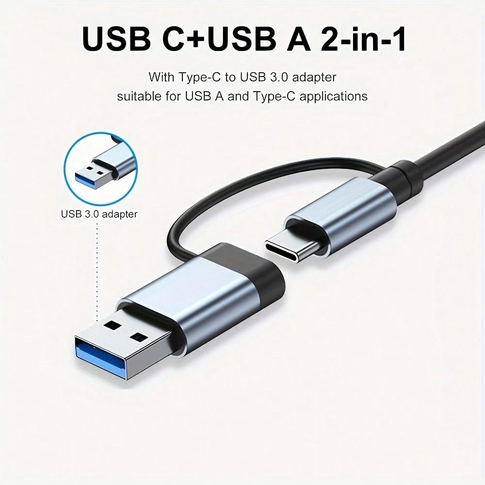 8-In-1 Multifunction USB Docking Station, USB Computer Hub, USB-C Hub, TF/SD Card Reader, 3.5mm Audio Output, Compatible With MacBook Pro/ Pro/Aluminum Alloy 4-Port USB Data Transfer