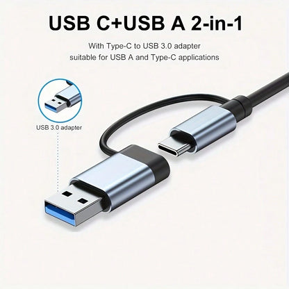 8-In-1 Multifunction USB Docking Station, USB Computer Hub, USB-C Hub, TF/SD Card Reader, 3.5mm Audio Output, Compatible With MacBook Pro/ Pro/Aluminum Alloy 4-Port USB Data Transfer