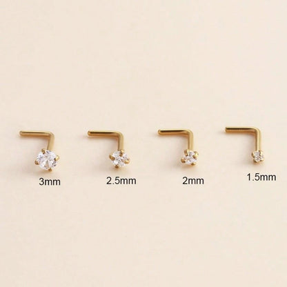 8pcs 20G Stainless Steel Nose Studs, Low Allergic Spiral Nose Rings, Unisex, Silver Cubic Zirconia Faux Diamond, Sizes: 1.5mm, 2mm, 2.5mm, 3mm