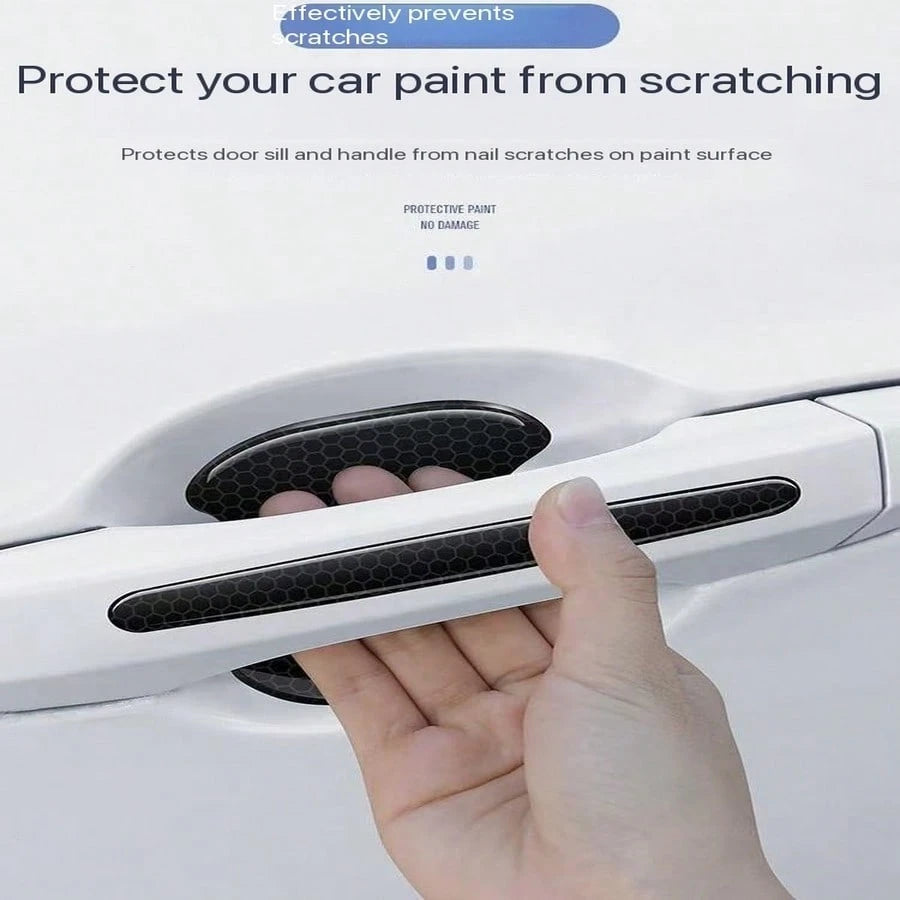 8pcs Car Anti-Scratch Protector, TPU Carbon Fiber Door Bowl 3D Seamless Sticker, Paint Cover Protection Pad, Universal Door Handle Protective Film, Suitable For Most Car Door Anti-Collision Strip Door