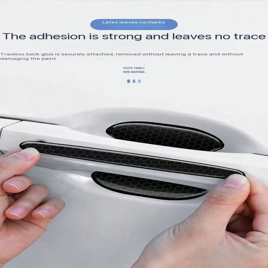 8pcs Car Anti-Scratch Protector, TPU Carbon Fiber Door Bowl 3D Seamless Sticker, Paint Cover Protection Pad, Universal Door Handle Protective Film, Suitable For Most Car Door Anti-Collision Strip Door