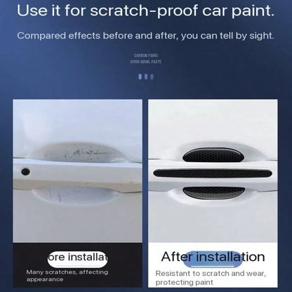 8pcs Car Anti-Scratch Protector, TPU Carbon Fiber Door Bowl 3D Seamless Sticker, Paint Cover Protection Pad, Universal Door Handle Protective Film, Suitable For Most Car Door Anti-Collision Strip Door