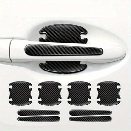 8pcs Carbon Fiber Door Bowl Handle Protective Stickers, Anti-Scratch Horizontal Stickers, Car Door Bowl Stickers, Universal Exterior Door Bowl Stickers, Handle Stickers, Fit For All Car Models