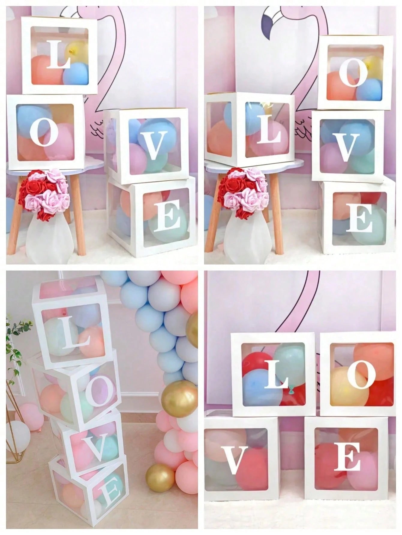8pcs/Set, 27cm Letter Decor Baby Shower Gift Box, Suitable For Baby Shower, Gender Reveal Party, Transparent Balloon Box Gift Box, Baby Boy/Girl Party Decor, Newborn Party Decor Gift Box, Baby Shower