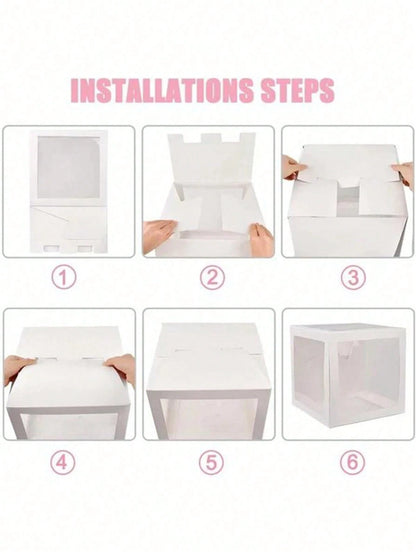 8pcs/Set, 27cm Letter Decor Baby Shower Gift Box, Suitable For Baby Shower, Gender Reveal Party, Transparent Balloon Box Gift Box, Baby Boy/Girl Party Decor, Newborn Party Decor Gift Box, Baby Shower