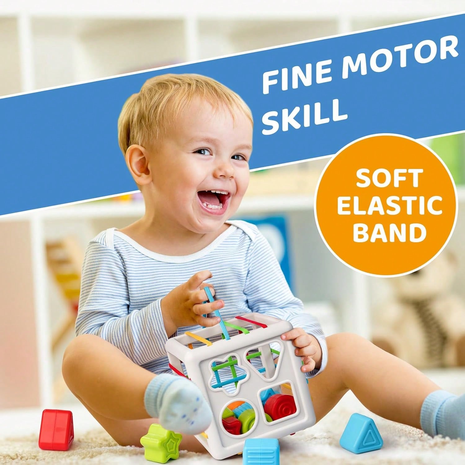 8pcs/Set Montessori Sensory Learning Toys For 1+ Years Old, Shape Sorting Puzzle Blocks Developmental Fine Motor Skills Gift For 18+ Months Boys & Girls, For Toddlers