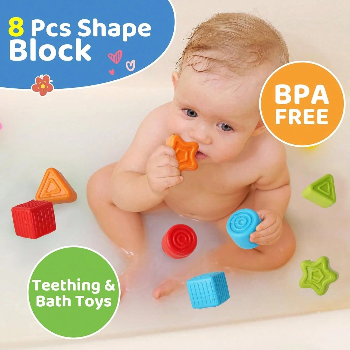 8pcs/Set Montessori Sensory Learning Toys For 1+ Years Old, Shape Sorting Puzzle Blocks Developmental Fine Motor Skills Gift For 18+ Months Boys & Girls, For Toddlers