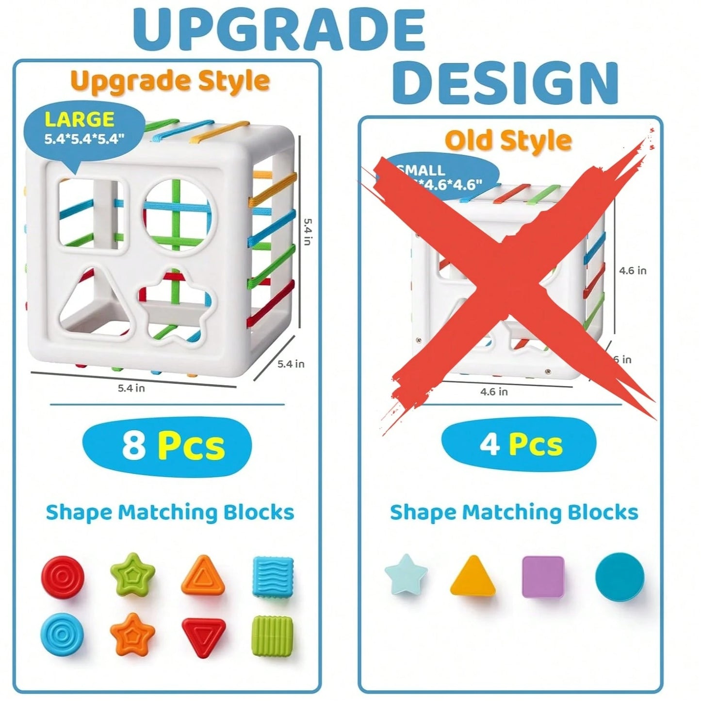 8pcs/Set Montessori Sensory Learning Toys For 1+ Years Old, Shape Sorting Puzzle Blocks Developmental Fine Motor Skills Gift For 18+ Months Boys & Girls, For Toddlers