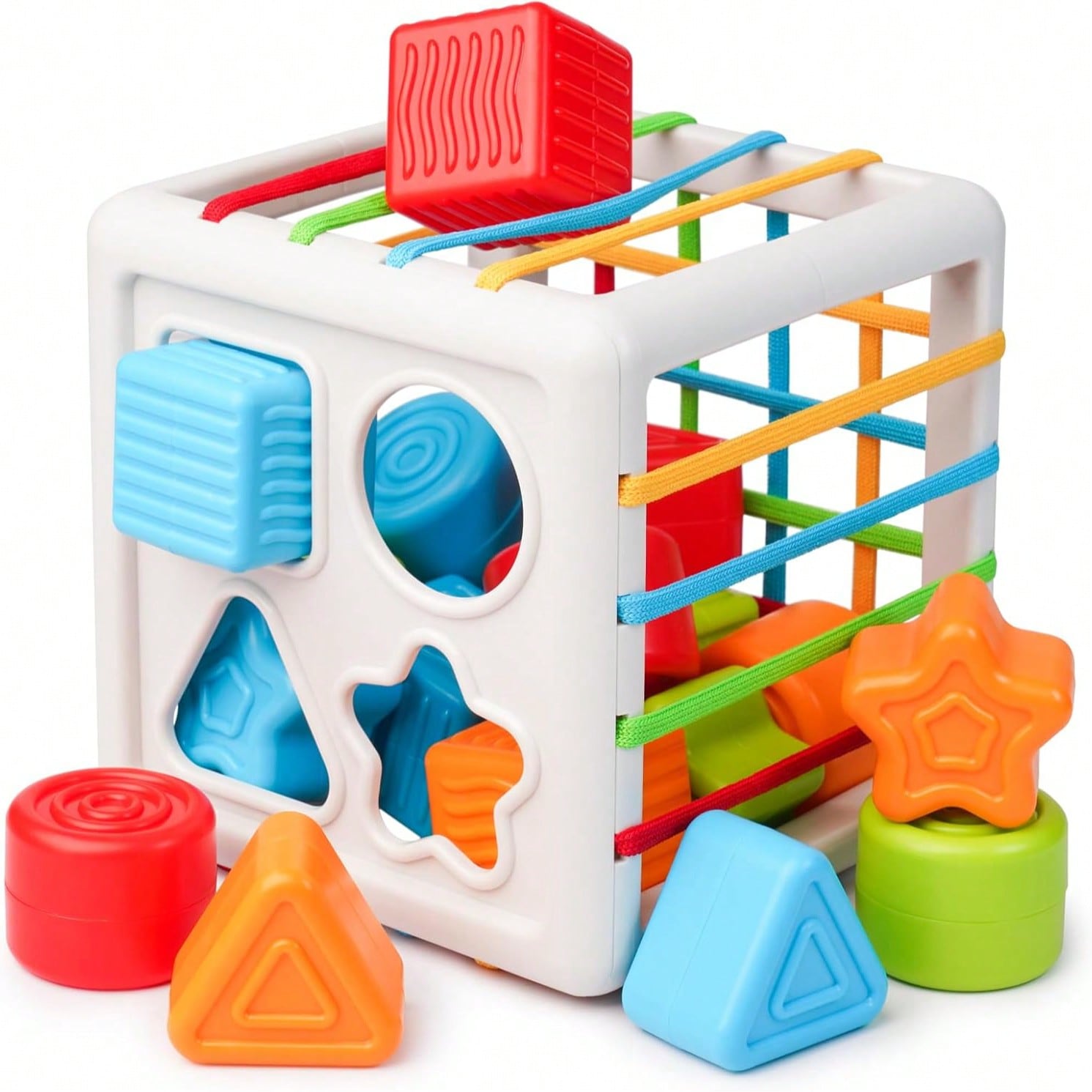 8pcs/Set Montessori Sensory Learning Toys For 1+ Years Old, Shape Sorting Puzzle Blocks Developmental Fine Motor Skills Gift For 18+ Months Boys & Girls, For Toddlers