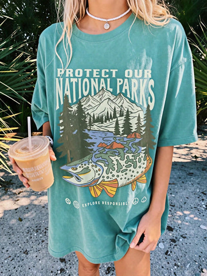 90s National Parks Unisex T Shirt Granola Girl Shirt Respect The Local Wildlife Tee Hiking Camping Clothes Summer Outfits For Women