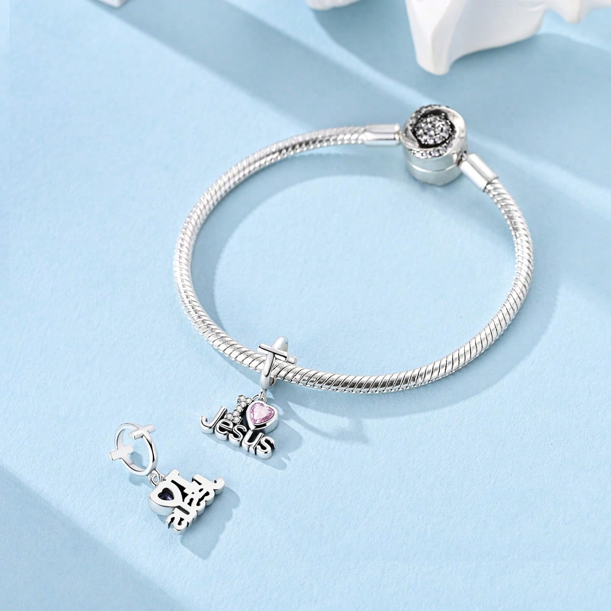 925 Sterling Silver Holy Light Jesus With Fish Charms Pendant Fit Bracelet Necklace Fine DIY Beads Luxury Blessing Cross Charms Jewelry Women Gift