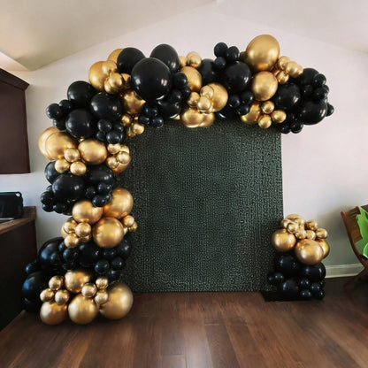 98pcs Black And Gold Balloon Arch Set, Black New Year Party Balloons, Suitable For Boys Girls Children Birthday Decoration, New Year, Wedding, Graduation Decoration
