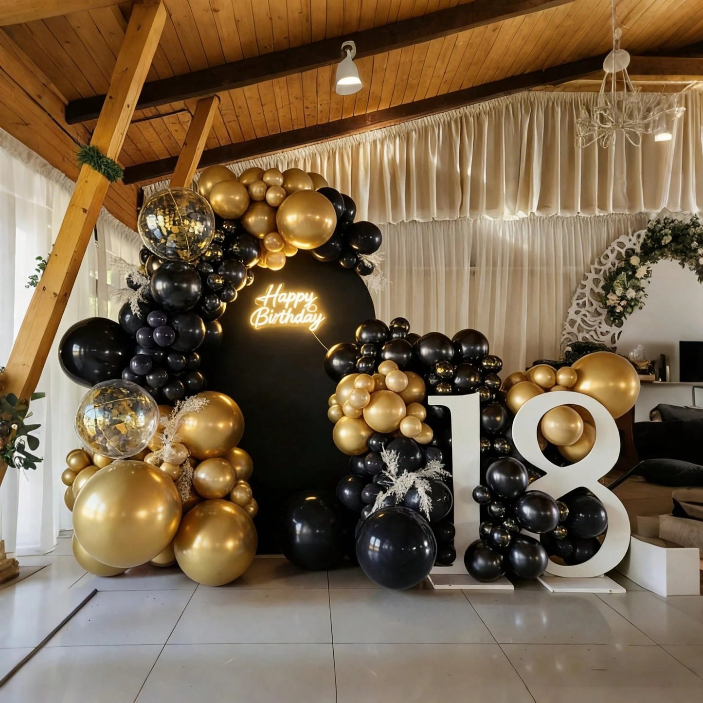 98pcs Black And Gold Balloon Arch Set, Black New Year Party Balloons, Suitable For Boys Girls Children Birthday Decoration, New Year, Wedding, Graduation Decoration