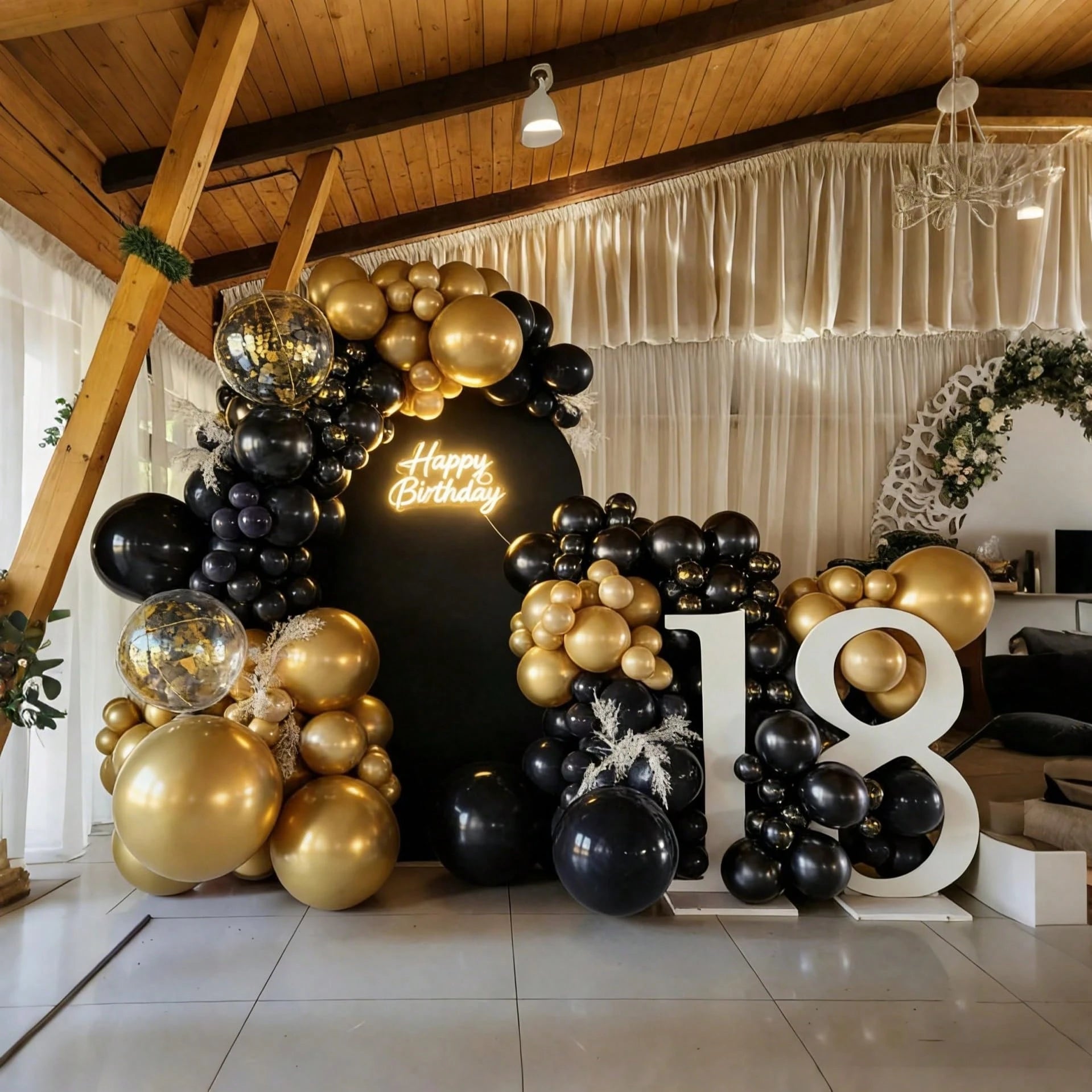 98pcs Black And Gold Balloon Arch Set, Black New Year Party Balloons, Suitable For Boys Girls Children Birthday Decoration, New Year, Wedding, Graduation Decoration