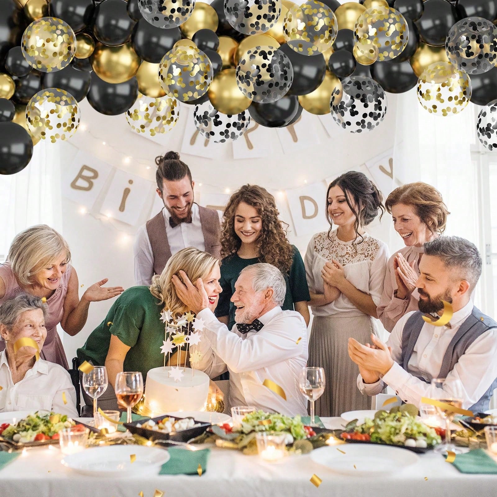 98pcs Black And Gold Balloon Arch Set, Black New Year Party Balloons, Suitable For Boys Girls Children Birthday Decoration, New Year, Wedding, Graduation Decoration