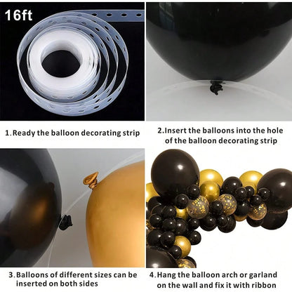 98pcs Black And Gold Balloon Arch Set, Black New Year Party Balloons, Suitable For Boys Girls Children Birthday Decoration, New Year, Wedding, Graduation Decoration
