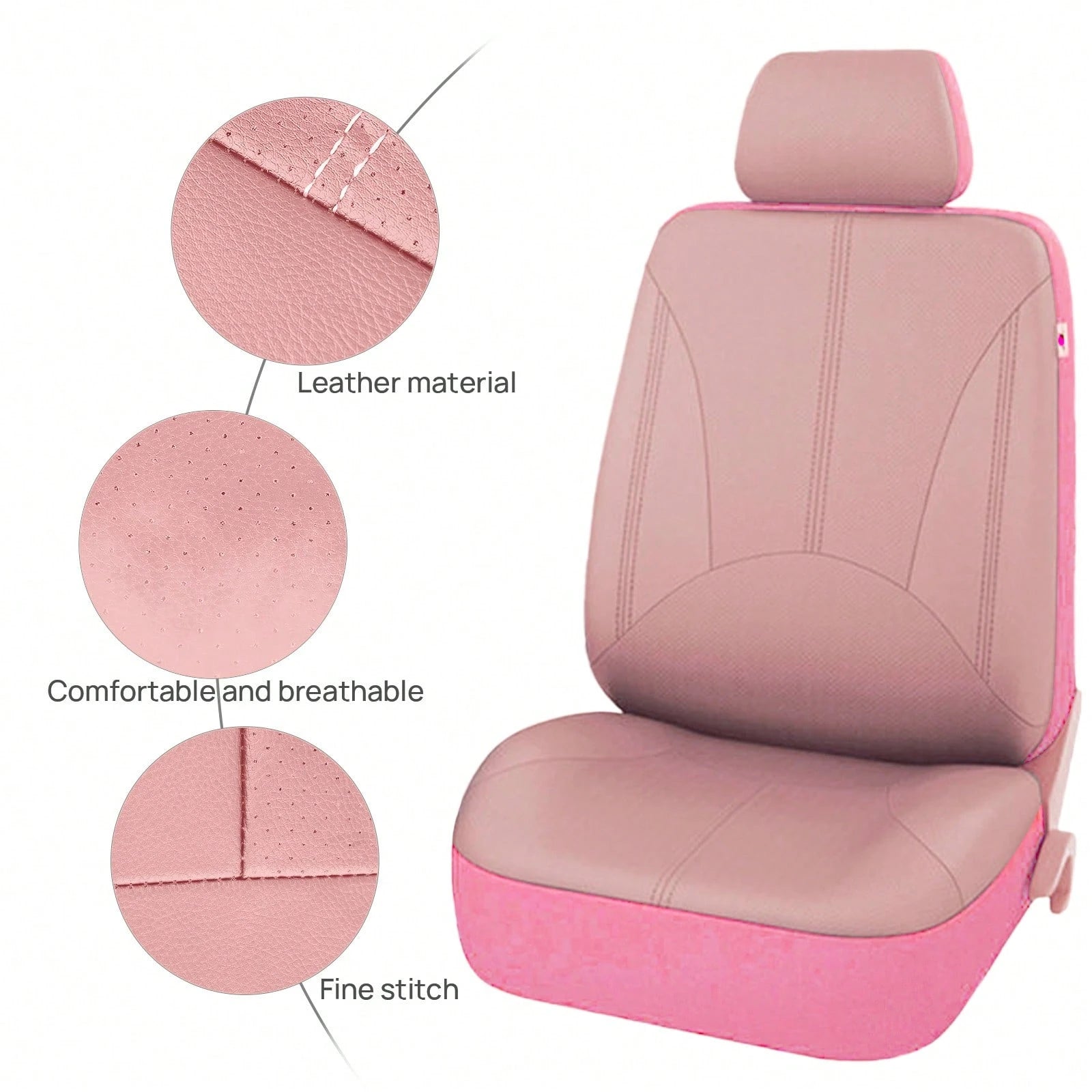 9pcs PU Leather Universal Car Seat Cover 5 Seats Waterproof Cushion,Car Seat Cover Full Set,Car Stuff For Woman,Pink Car Stuff, SN1702