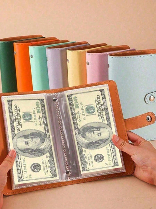 A Cash Storage Notebook That Can Hold 100 Banknotes, With Photos Of Banknotes And Stamps, 1A6 Large Storage Space, Envelope Challenge Binder, Savings Challenge Book With Envelope, Envelope Saving Chal