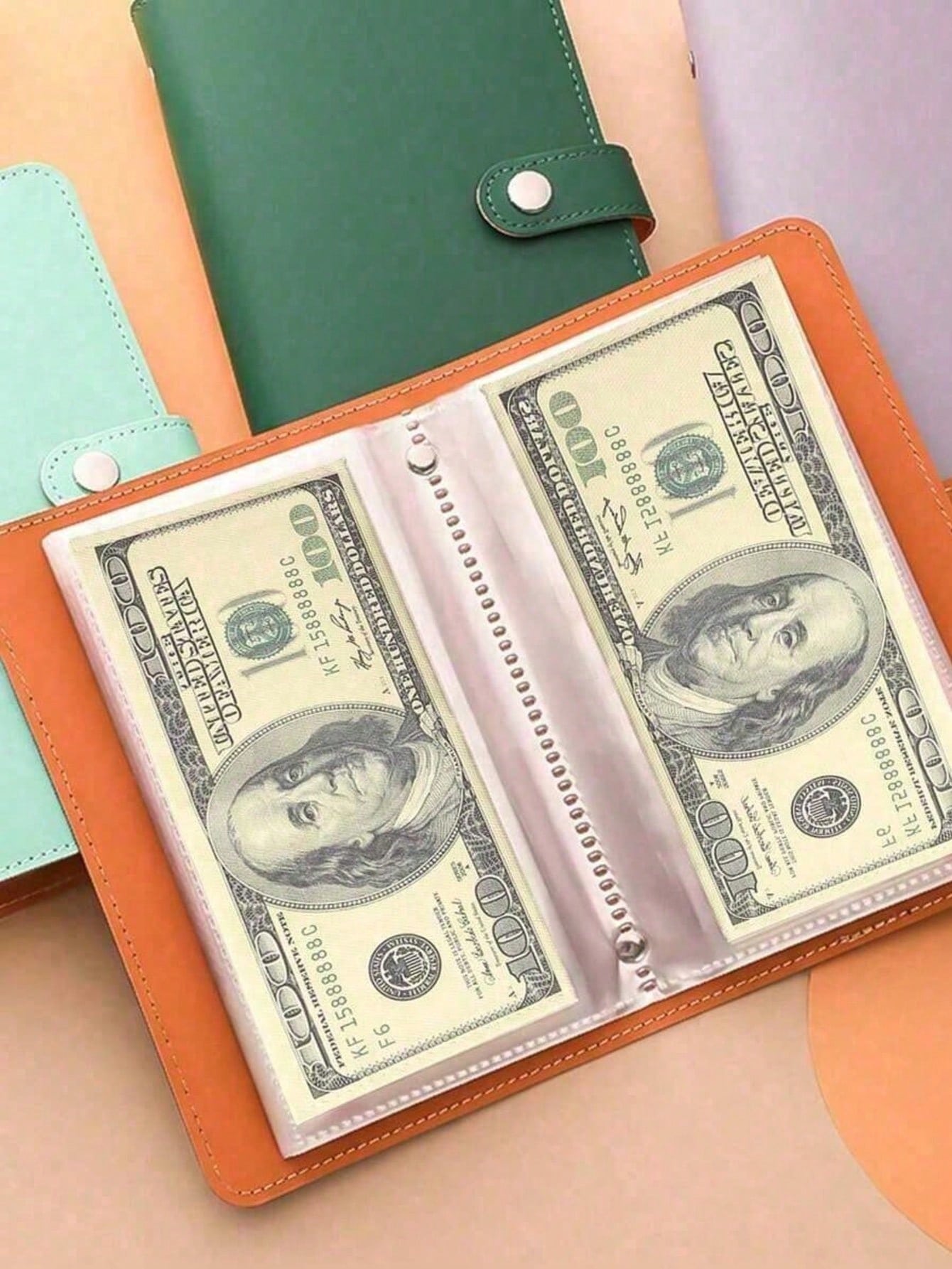 A Cash Storage Notebook That Can Hold 100 Banknotes, With Photos Of Banknotes And Stamps, 1A6 Large Storage Space, Envelope Challenge Binder, Savings Challenge Book With Envelope, Envelope Saving Chal