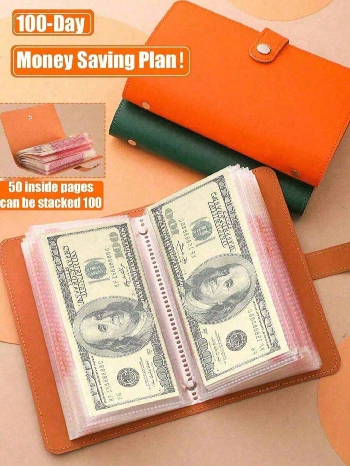 A Cash Storage Notebook That Can Hold 100 Banknotes, With Photos Of Banknotes And Stamps, 1A6 Large Storage Space, Envelope Challenge Binder, Savings Challenge Book With Envelope, Envelope Saving Chal