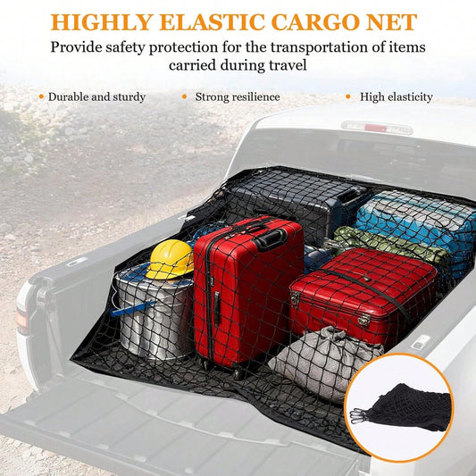 A Storage Box With Highly Elastic Truck Cargo Net, Suitable For The Cargo Net Bag Of A Pickup Truck, Applicable For Camping, Travel Luggage, Compatible With Trailers, And Capable Of Fixing Luggage And