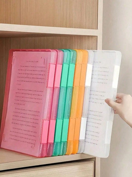 A4 Plastic PP File Box, Suitable For Students, Multi-Layer Portable Double-Layer Data File Box, Waterproof Contract Storage Box, Suitable For Students, Office Staff, Financial Personnel, 2-In-1 Clipbo