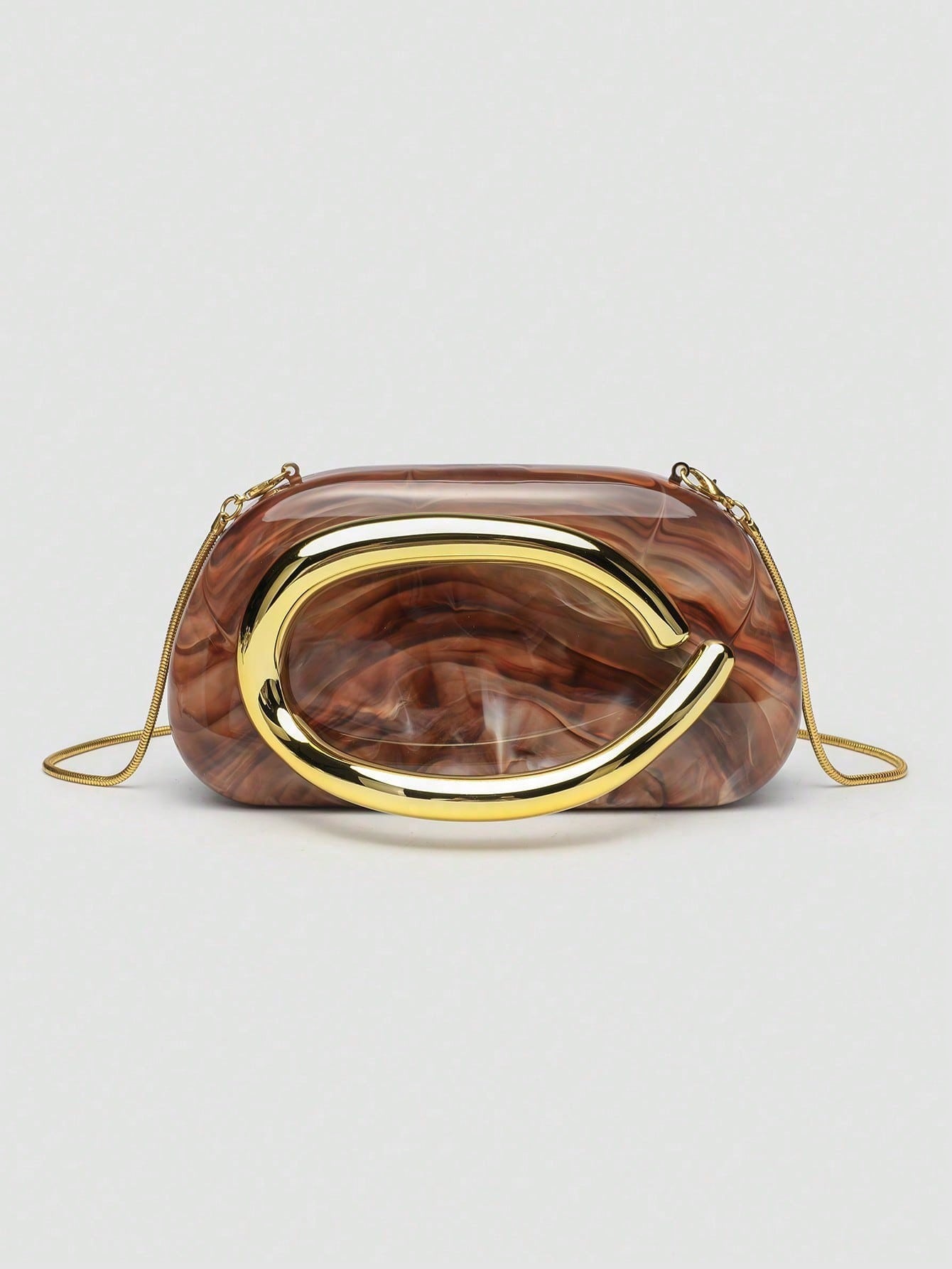 Acrylic Clutch Purse & Metallic Evening Handbag For Women- Unique Metal Handle Purse, Vintage Box Clutch, And Glamorous Crossbody Shoulder Bag