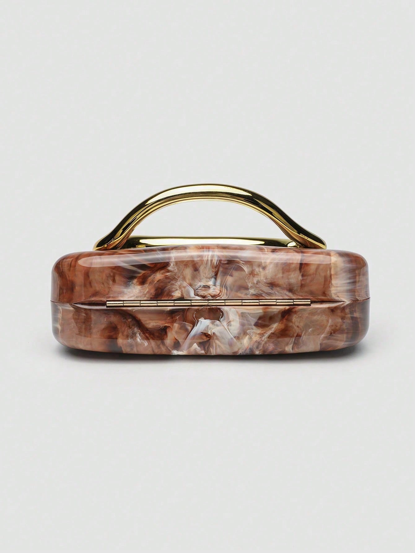 Acrylic Clutch Purse & Metallic Evening Handbag For Women- Unique Metal Handle Purse, Vintage Box Clutch, And Glamorous Crossbody Shoulder Bag
